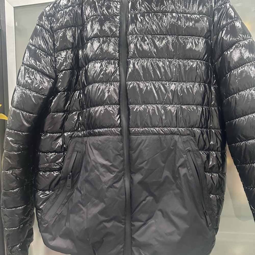 Kenneth Cole Shiny Black Puffer Jacket